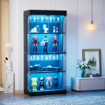 Klaasvitrine LED-i, USB-C, anduriga, 80x35x165cm, 1 tk
