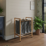 Bambusest pesukorv, 3 sektsiooni, 83x62x40 cm, 1 tk