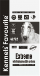 Extreme 42/22 12,5kg- Kennels Favourite. K&otilde;rgeima kvaliteediga (superpremium) teraviljavaba, k&otilde;rge valgusisaldusega ja madala s&uuml;sivesikute sisaldusega kuivtoit keskmist ja suurt t&otilde;ugu t&auml;iskasvanud koertele. Spordi-, t&ouml;&ouml;koertele (politsei, valvurid, h ...