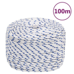 vidaXL paadik&ouml;is, valge, 10 mm, 100 m, pol&uuml;prop&uuml;leen