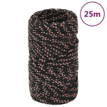 vidaXL paadik&ouml;is, must, 2 mm, 25 m, pol&uuml;prop&uuml;leen