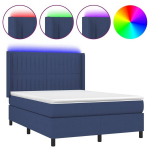 vidaXL kontinentaalvoodi madratsiga ja LED, sinine, 140x190 cm, kangas