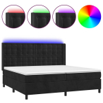 vidaXL kontinentaalvoodi madratsiga ja LED, must, 200x200 cm, samet