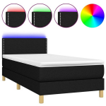 vidaXL kontinentaalvoodi madratsiga, LED, must, 90x200 cm, kangas