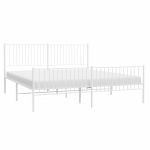 vidaXL metallist voodiraam peatsi ja jalutsiga, valge, 193x203 cm