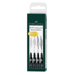 Pintsel-pliiats Faber-Castell Pitt Artist Pen 4tk/pk (XS,S,F,M pintsel), must