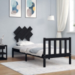 vidaXL voodiraam peatsiga, must, t&auml;ispuit