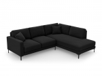 Parempoolne nurgadiivan velvet sofa Venus, 5 istekohta, must