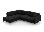 Vasakpoolne nurgadiivan velvet sofa Venus, 5 istekohta, must