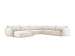 Panoraam parempoolne nurgadiivan velvet sofa Vanda, 8 istekohta, helebeež v.