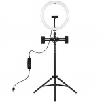 LED r&otilde;ngaslamp 30cm, statiivi statiiviga kuni 165cm ja 3 telefonihoidjaga, USB