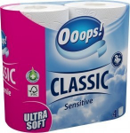Tualettpaber OOOPS! Classic Sensitive, 3 kihiline, 4 tk.