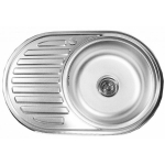 Roostevabast terasest valamu DEKOR D7750PF vasak, sifooniga
