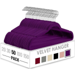 Kodu Premium Velvet Riidepuud 30/20/50 Komplekt, Must Sobiv Mitte-Libisev 360 Kraadi P&ouml;&ouml;ratav Konks., Violetinė