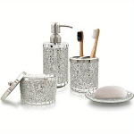 4-osaline Vannitoa Aksessuaaride Komplekt, Kreemijaotur, Seebialus, Hambaharjatops