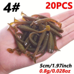 20tk Kalap&uuml;&uuml;gi Ussid, Pehme S&ouml;&ouml;t, 5cm/0.8g Kummist Kunstlik S&ouml;&ouml;t, Aeruotsaga Ujumislantid Karpkala Ahvenale, 4#