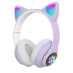 Cat Ears Bluetooth K&otilde;rvaklapid Kokkupandavad Pistikuga Valgustusega K&otilde;rvaklapid, Lilla