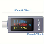 USB-toitega Digitaalne V&otilde;imsusm&otilde;&otilde;tur - 0-12A, Type-C Pinge & Voolu Monitor koos PD Mahu N&auml;idikuga, Metallist Korpus.