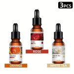 3tk 10ml Eeterliku &Otilde;lide Difusor Komplekt L&otilde;&otilde;gastumiseks, Apelsinų kvapas + rožė + baltoji arbata