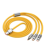 3-in-1 USB kiirkaabel - &Uuml;hilduvus iPhone/Type-C/Micro USB seadmetega, Geltona