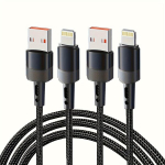 2tk iPhone Laadimiskaabel, 2.4A Kiire Laadimine, MFi Sertifitseeritud, Juoda