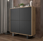 Kummut Meble Lindner Wotan Tamm Must Matt 113 cm Kahe Metallraamiga, 113 x 127 x 35