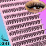 200tk DIY Ripsmepikenduste Komplekt - D Curl 80D Vol&uuml;&uuml;m Vale Ripsmed Liimiga algajas&otilde;bralik Taaskasutatavad Klastri Ripsmed, 30D