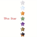 2/7/14/21tk Kuu T&auml;ht Kristall Loomulik Tervendav 7 T&scaron;akra Tasakaalustamine 1.98 Cm Mini Kivid Skulptuur K&auml;sitsi Nikerdatud Ahhaat Poolv&auml;&auml;riskivid T&auml;ht Kuu Kujuline Reiki Tervendav Kristallkivi Diy Kogutavad Ehted, 7 vnt Žvaigždės