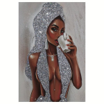 1tk Aafrika-Ameerika Naine H&otilde;bedane Litriga HD L&otilde;uend Seina Kunst 60.96x40.64 cm Raamimata., 16 * 12 colių / 40 * 30 cm