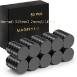50tk Magnetid, V&auml;ikesed &Uuml;mmargused Magnetid, Mitmek&uuml;lgsed Kvaliteetsed Epoksiidkaetud Magnetid Tahvlile, 50vnt 8x3 juodas