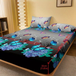 Liblikmustriga Lilleline Paigaldatud Voodilina S&uuml;gav Tasku Ilma Padjap&uuml;&uuml;rita, DF Fitted Sheet-Hua Fei Die Wu