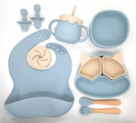 Silikoonist toidun&otilde;ude komplekt, sinine/beež, 10-osaline