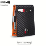 Minimalistlik Mitmefunktsionaalne &Otilde;huke Meeste Rahakott, Kaardihoidja Raha Klipp, RFID Blokeerimine, Stiilne Bifold PU Nahast Rahakott., Anglies pluo&scaron;tas Juoda+oranžinė