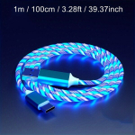 1tk USB Type C Kaabel LED Helendav Laadimiskaabel 100cm/200cm Samsung/Xiaomi/Vivo/OPPO/Redmi Ja Rohkem USB C Nutitelefonidele Laadija Kaabel, Mėlyna