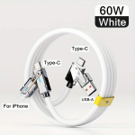 60W 4 &Uuml;hes Kiirlaadimiskaabel IPhone Samsung Xiaomi Telefoni USB Type C Laadija Tahvelarvuti Kaabel, Baltas