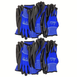 Safetree 12tk Sinised/Mustad Nailon Ohutuskindad PU Kattega - L&ouml;ikekindlad, Libisemiskindlad Ehituseks, Aednikuks & T&ouml;&ouml;stuseks, 9/L