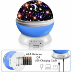 Laste &ouml;&ouml;valgusti, 360&deg; romantiline p&ouml;&ouml;rlev projektori lamp, Star Baby &ouml;&ouml;valgusti, voodivalgustid meeleolulambid (4 LED-i 8 valgustusrežiimi ja 2 laadimisrežiimi)