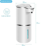 Puutevaba automaatne seebi dosaator 380 ml USB-taaslaetav 4 reguleerimisastmega vahu jaoks-White