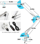 Lauavalgustid, LED-laualamp, klambriga kokkupandav arhitektuurlamp, 10 heledustaset ja 3 v&auml;rvirežiimi (5V/2A adapter)