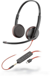 HP Poly Blackwire 3225 Stereo USB-C Headset +3.5mm Plug +USB-C/A Adapter (Bulk) (209747-201/209751-201)
