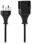 NEDIS nap&aacute;jec&iacute; kabel pro adapt&eacute;ry/ Euro z&aacute;strčka - Euro z&aacute;suvka/ př&iacute;m&yacute;-př&iacute;m&yacute;/ dvoulinka/ čern&yacute;/ bulk/ 2m