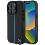 Mercedes MEHMP16L23RURBK iPhone 16 Pro 6.3" czarny|black hardcase MB Blue Line Leather MagSafe