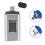 USB pulk USB-C M&auml;lupulk 128GB, 3-in-1 OTG Dual T&uuml;&uuml;p-C Nutitelefon Arvuti S&uuml;learvuti., Sidabrinis