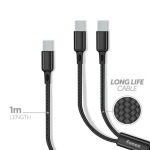 Fonex 2in1 Type-C - Type-C / Type-C kaabel, 1m, 20W
