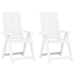 vidaXL allalastava seljatoega aiatoolid, 2 tk, plast, valge