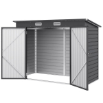 Terasest aiamaja, t&ouml;&ouml;riistakuur, kaheukseline, 249 L x 121 S x 166/183 K cm, hall, Pilka
