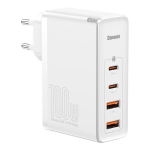 Baseus seinalaadija GaN2 Pro PD 100W 2x USB-C 2x USB valge