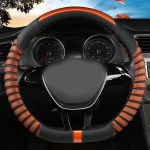 Premium D-kujuline roolikate, Hingav & Higistamisvastane, Libisemiskindel Haare K&otilde;ikidele Aastaaegadele, Kunstnahk Sisemise R&otilde;ngaga , Black Orange-D Type(19002) Novatori&scaron;ka automobilio apdaila