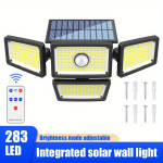 283 LED P&auml;ikesepatareiga T&auml;navavalgustus, Eemaldatav Neljapeaga. , Saulės skydo integruotas sieninis &scaron;viestuvas-283LED