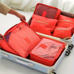 6 tk T&auml;hestiku Musteriga &Uuml;hev&auml;rvilised Kotikomplektid, Mitmek&uuml;lgsed Kohvri Kotid. , Oranžinis &scaron;e&scaron;ių dalių rinkinys